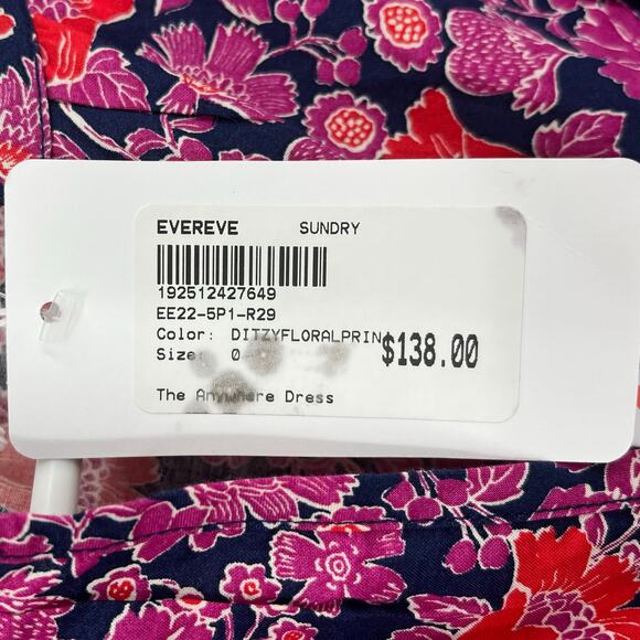NEW Sundry for Evereve Anywhere Dress Ditzy Floral Cotton Pockets Women's 0 (XS) - Picture 5 of 8